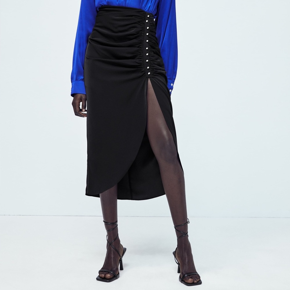 Zara midi skirt with ruching